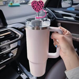 10mm Straw Cover for Stanley 40oz & 30oz Tumbler, Amreich Straw Covers Straw Topper Heart Design Silicon Straw Cap Straw Tips Lids Cute Straw Protector Straw Decorations