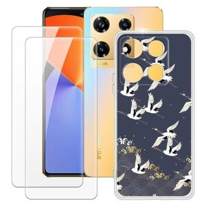 milegao infinix note 30 pro 4g x678b case + 2pcs screen protector tempered glass, ultra thin bumper shockproof soft tpu silicone cover case for infinix note 30 pro 4g x678b (6.78”)
