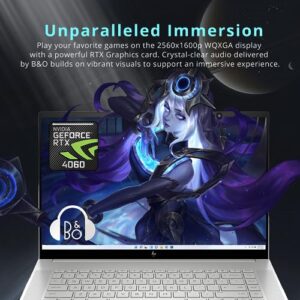 HP Envy 16” WQXGA Touchscreen Business Gaming Laptop, Core i9 13900H, NVIDIA GeForce RTX 4060, 64GB DDR5, 4TB SSD, Backlit KB, Quad Speakers, B&O Audio, 5MP Camera, Silver, Win 11, 32GB USB Card