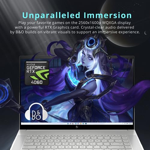 HP Envy 16” WQXGA Touchscreen Business Gaming Laptop, Core i9 13900H, NVIDIA GeForce RTX 4060, 64GB DDR5, 4TB SSD, Backlit KB, Quad Speakers, B&O Audio, 5MP Camera, Silver, Win 11, 32GB USB Card