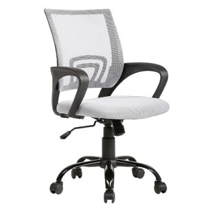 bestoffice office chair ergonomic desk chair mesh computer chair lumbar support modern executive adjustable stool rolling swivel chair for back pain,white