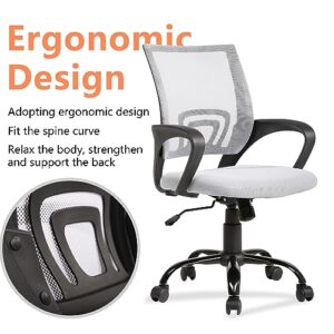 BestOffice Office Chair Ergonomic Desk Chair Mesh Computer Chair Lumbar Support Modern Executive Adjustable Stool Rolling Swivel Chair for Back Pain,White