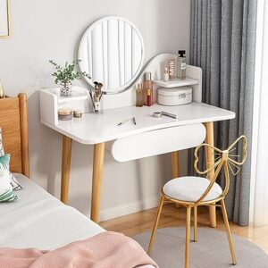 gdrasuya10 32inch(l) vanity desk with dimming mirror, white vanity table with drawer simple makeup dressing table desk dresser desk table for girls women bedroom