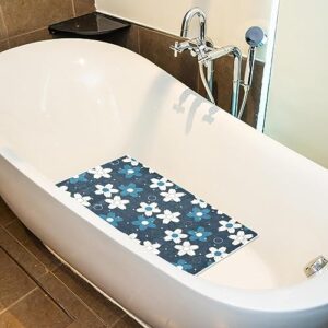 Bath Tub Shower Mat - Anti-Slip PVC Material 15.1x26.8 in, Gentle Cushioning Quick Drying Suction Cups Reliable Solution - Abstract Floral Illustration Non-Slip Floor Mat