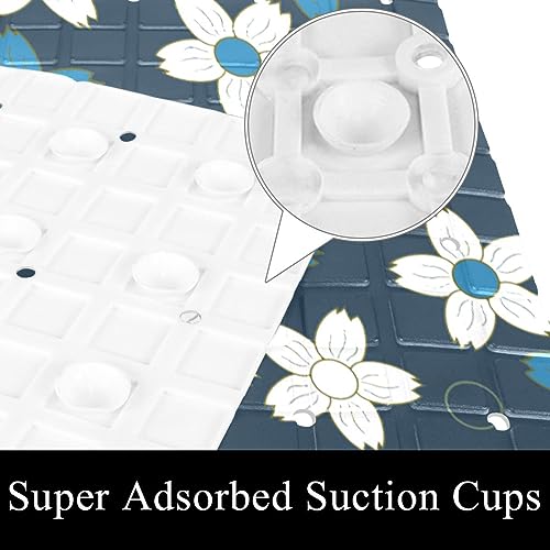 Bath Tub Shower Mat - Anti-Slip PVC Material 15.1x26.8 in, Gentle Cushioning Quick Drying Suction Cups Reliable Solution - Abstract Floral Illustration Non-Slip Floor Mat