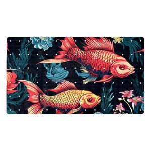 bath tub shower mat - anti-slip pvc material 15.1x26.8 in, gentle cushioning quick drying suction cups reliable solution - cute fish pattern non-slip floor mat
