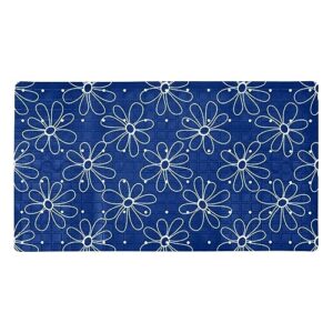 bath tub shower mat - anti-slip pvc material 15.1x26.8 in, gentle cushioning quick drying suction cups reliable solution - lovely daisies on a blue background non-slip floor mat