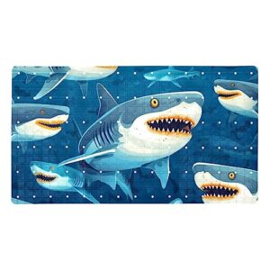 bath tub shower mat - anti-slip pvc material 15.1x26.8 in, gentle cushioning quick drying suction cups reliable solution - vicious shark pattern non-slip floor mat