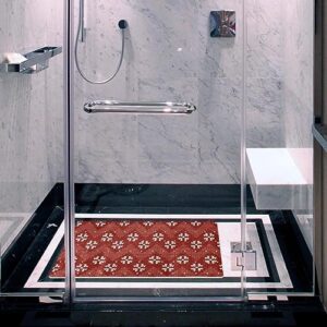 Bath Tub Shower Mat - Anti-Slip PVC Material 15.1x26.8 in, Gentle Cushioning Quick Drying Suction Cups Reliable Solution - Oriental Ethnic Elements Pattern Non-Slip Floor Mat