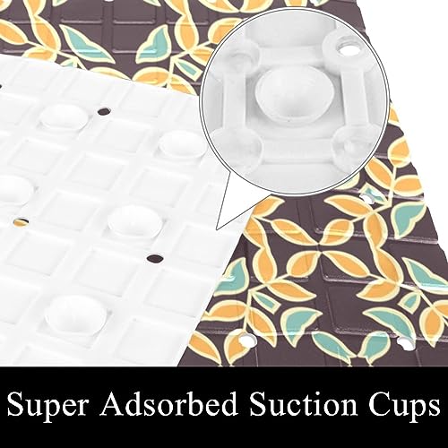 Bath Tub Shower Mat - Anti-Slip PVC Material 15.1x26.8 in, Gentle Cushioning Quick Drying Suction Cups Reliable Solution - Retro Geometric Background Non-Slip Floor Mat