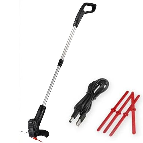 High Strength Alloy Blade Mower Portable Electric Push Lawn Hand Mower Grass Trimmer Auxiliary Handle Tools for Agricultural Household Wireless Weeding Brushing Machine (A,US)