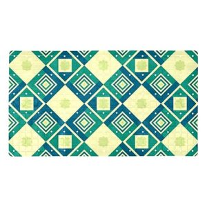 bath tub shower mat - anti-slip pvc material 15.1x26.8 in, gentle cushioning quick drying suction cups reliable solution - geometric plaid pattern non-slip floor mat