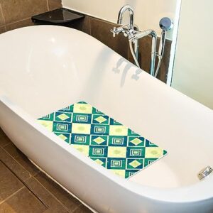 Bath Tub Shower Mat - Anti-Slip PVC Material 15.1x26.8 in, Gentle Cushioning Quick Drying Suction Cups Reliable Solution - Geometric Plaid Pattern Non-Slip Floor Mat