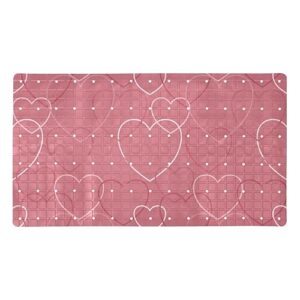 bath tub shower mat - anti-slip pvc material 15.1x26.8 in, gentle cushioning quick drying suction cups reliable solution - heart pattern - red non-slip floor mat