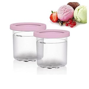 undr 2/4/6pcs creami pints, for ninja creamy pints lids,16 oz creami deluxe pints airtight,reusable for nc301 nc300 nc299am series ice cream maker,pink-4pcs