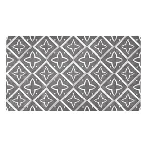 bath tub shower mat - anti-slip pvc material 15.1x26.8 in, gentle cushioning quick drying suction cups reliable solution - geometric flowers pattern - gray non-slip floor mat