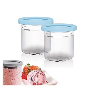 evanem 2/4/6pcs creami containers, for ninja creamy pints and lids,16 oz creami deluxe pints reusable,leaf-proof compatible nc301 nc300 nc299amz series ice cream maker,blue-2pcs