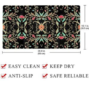 Bath Tub Shower Mat - Anti-Slip PVC Material 15.1x26.8 in, Gentle Cushioning Quick Drying Suction Cups Reliable Solution - Woven Floral Pattern Non-Slip Floor Mat