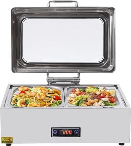 electric chafing dish, 9qt chafing dish buffet set, chafers buffet servers and warmers, chaffing servers with covers, catering party, food warmer for parties buffets (2 pans)