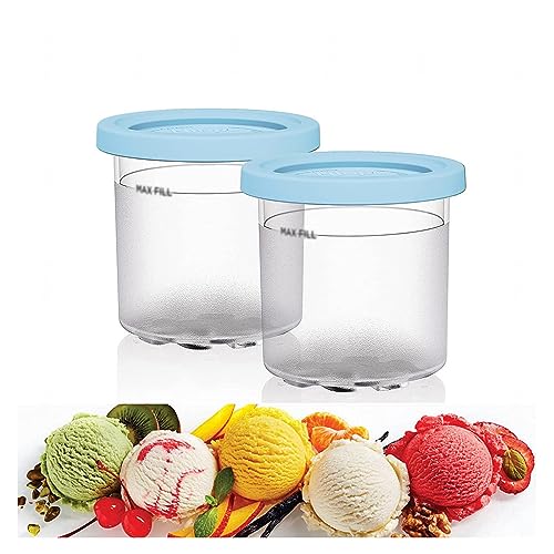 EVANEM 2/4/6PCS Creami Pint Containers, for Creami Ninja Ice Cream Deluxe,16 OZ Ice Cream Containers Bpa-Free,Dishwasher Safe for NC301 NC300 NC299AM Series Ice Cream Maker,Blue-6PCS