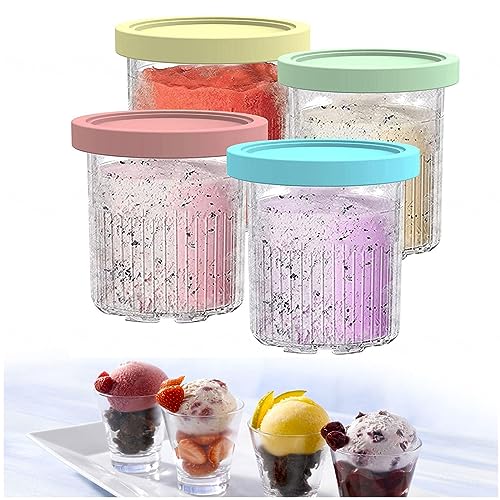RAYPUR Creami Pints and Lids - 4 Pack, for Ninja Creami,24 OZ Pint Containers with Lids Airtight and Leaf-Proof Compatible with NC500,NC501 Series Ice Cream Makers