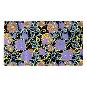 bath tub shower mat - anti-slip pvc material 15.1x26.8 in, gentle cushioning quick drying suction cups reliable solution - colorful flower shape graffiti non-slip floor mat