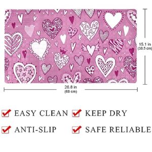 Bath Tub Shower Mat - Anti-Slip PVC Material 15.1x26.8 in, Gentle Cushioning Quick Drying Suction Cups Reliable Solution - Valentine's Day Pattern Non-Slip Floor Mat