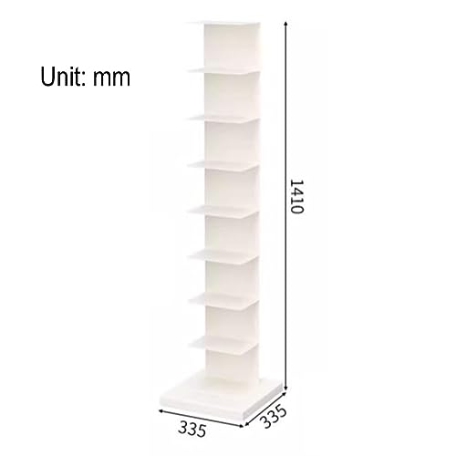 zktoermn Metal Spine Book Tower, 6/8-Tier Bookshelf Lighted and Invisible Corner Bookshelf Shelf for Books Photos Artwork, Pot Plant, Storage Holder Rack (Color : White, Size : 33.5x33.5x107cm)