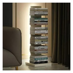 zktoermn metal spine book tower, 6/8-tier bookshelf lighted and invisible corner bookshelf shelf for books photos artwork, pot plant, storage holder rack (color : white, size : 33.5x33.5x107cm)