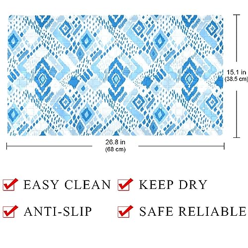 Bath Tub Shower Mat - Anti-Slip PVC Material 15.1x26.8 in, Gentle Cushioning Quick Drying Suction Cups Reliable Solution - Geometric Folk Element Patterns Non-Slip Floor Mat