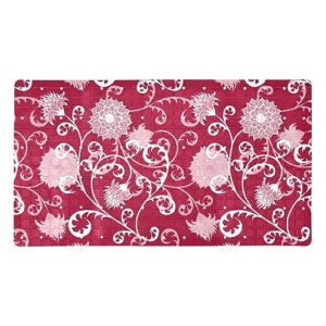 bath tub shower mat - anti-slip pvc material 15.1x26.8 in, gentle cushioning quick drying suction cups reliable solution - chrysanthemum pattern - red non-slip floor mat