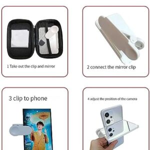 Smartphone Camera Mirror Reflection Clip Kit Adjustable Enhance Phone Camera Shots with Selfie Reflector Travel-Friendly and Easy-to-Carry Phone Camera Mirror Clip （Black）