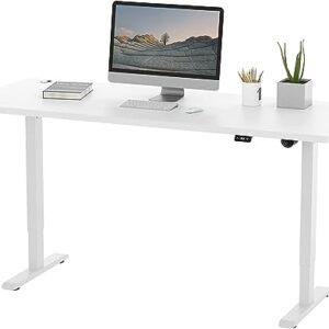 Lift it, Electric Sit Stand/Height Adjustable Desk for Office or Home with Effortless Touch Up/Down Control, Brite White Top with White Frame