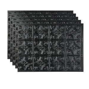 FASÄDE Traditional Style/Pattern 1 Decorative Vinyl 18in x 24in Backsplash Panel in Brushed Onyx (5 Pack)