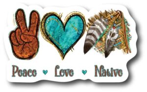 peace love native colorful refrigerator magnet | uv printed 4-inch kitchen decor accessory featuring stunning design | tribal mountain cherokee nation dream catcher buffalo native moon csm1573