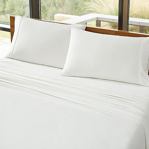 UGG 11787 Alahna Full Bed Sheets and Pillowcases 4-Piece Set Sleep in Luxury Machine Washable Deep Pockets Wrinkle-Resistant Silky Cooling Technology for All-Season Comfort, Full, Snow