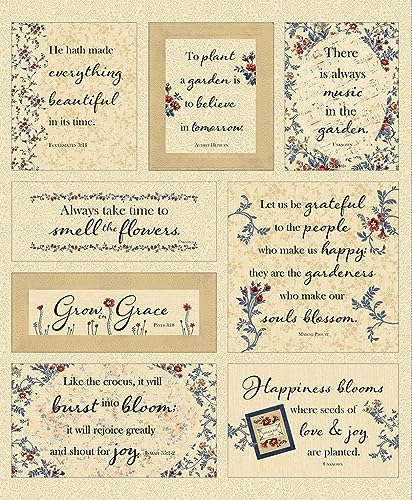 35.5" X 44" Panel Bible Verses Passages Scriptures Faith Christian Inspirational Quotes Sayings Victory Garden Cotton Fabric Panel (PANELJT-CD2108-BEIGE)