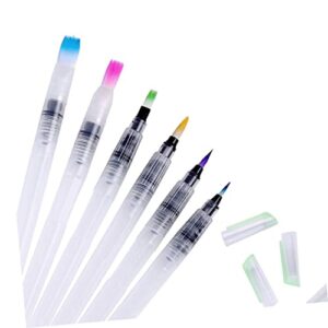 Water Brush Pen 9 Pcs Ink Pen Set Water Coloring Brush Pen Portable Painting Pen Watercolor Brush Fountain Pen White Water Soluble Colored Pencils