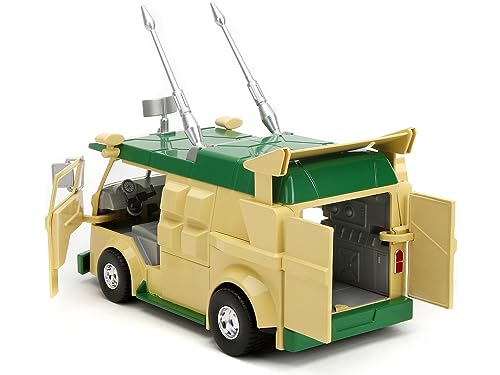 Party Wagon Green and Beige and Donatello Diecast Figure TMNT Hollywood Rides Series Diecast Model by Jada 34529