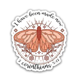 miraki i have been made new sticker, religious stickers, christian stickers, bible verse stickers, water assitant die-cut vinyl jesus decals for laptop, phone, water bottles, kindle sticker