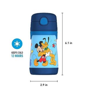 THERMOS Vacuum Insulated Stainless Steel 10oz Straw Bottle, Mickey Mouse