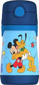 thermos vacuum insulated stainless steel 10oz straw bottle, mickey mouse