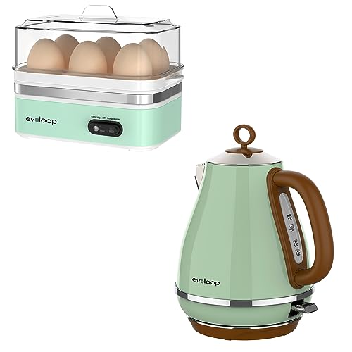 Evoloop Rapid Egg Cooker Electric 6 Eggs Capacity with Evoloop 1.7L Electric Kettles