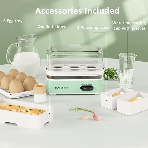 Evoloop Rapid Egg Cooker Electric 6 Eggs Capacity with Evoloop 1.7L Electric Kettles