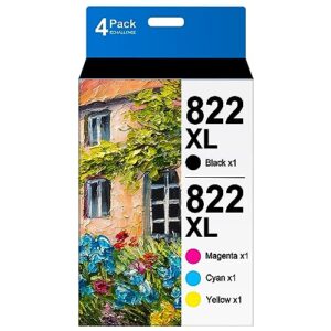 822xl 822 xl remanufactured ink cartridges replacement for epson 822xl 822 t822 ink cartridges use for workforce pro wf-3820 wf-4833 wf-4820 wf-4830 wf-4834 printer (bcmy, 4 pack)