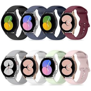 kqzunguo 8 pack silicone band compatible with samsung galaxy watch 6&5&4 40mm 44mm/watch 5 pro 45mm/watch 6 classic 43mm 47mm/watch 4 classic 42mm 46mm, 20mm soft sport strap for women men