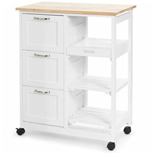 gxbpy rolling kitchen island multipurpose storage cart with 3 storage drawers and shelves, black (color : d, size : as shown)
