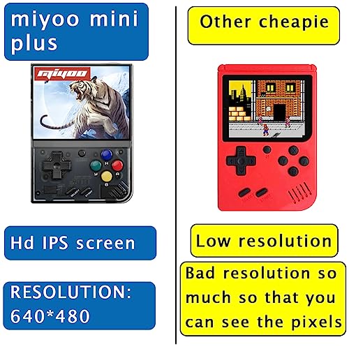 MIYOO Mini Plus Handheld Game Portable 8000+Retro Games Console Game Machine Rechargeable Battery Hand Held Classic Game (Plus-Black-64G)