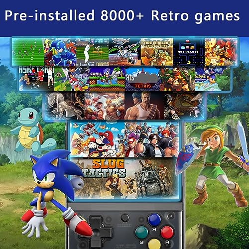 MIYOO Mini Plus Handheld Game Portable 8000+Retro Games Console Game Machine Rechargeable Battery Hand Held Classic Game (Plus-Black-64G)