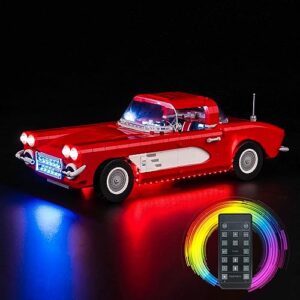 brickbling led light kit for lego 10321 chevrolet corvette toy car, remote control version lighting compatible with lego corvette- no model included
